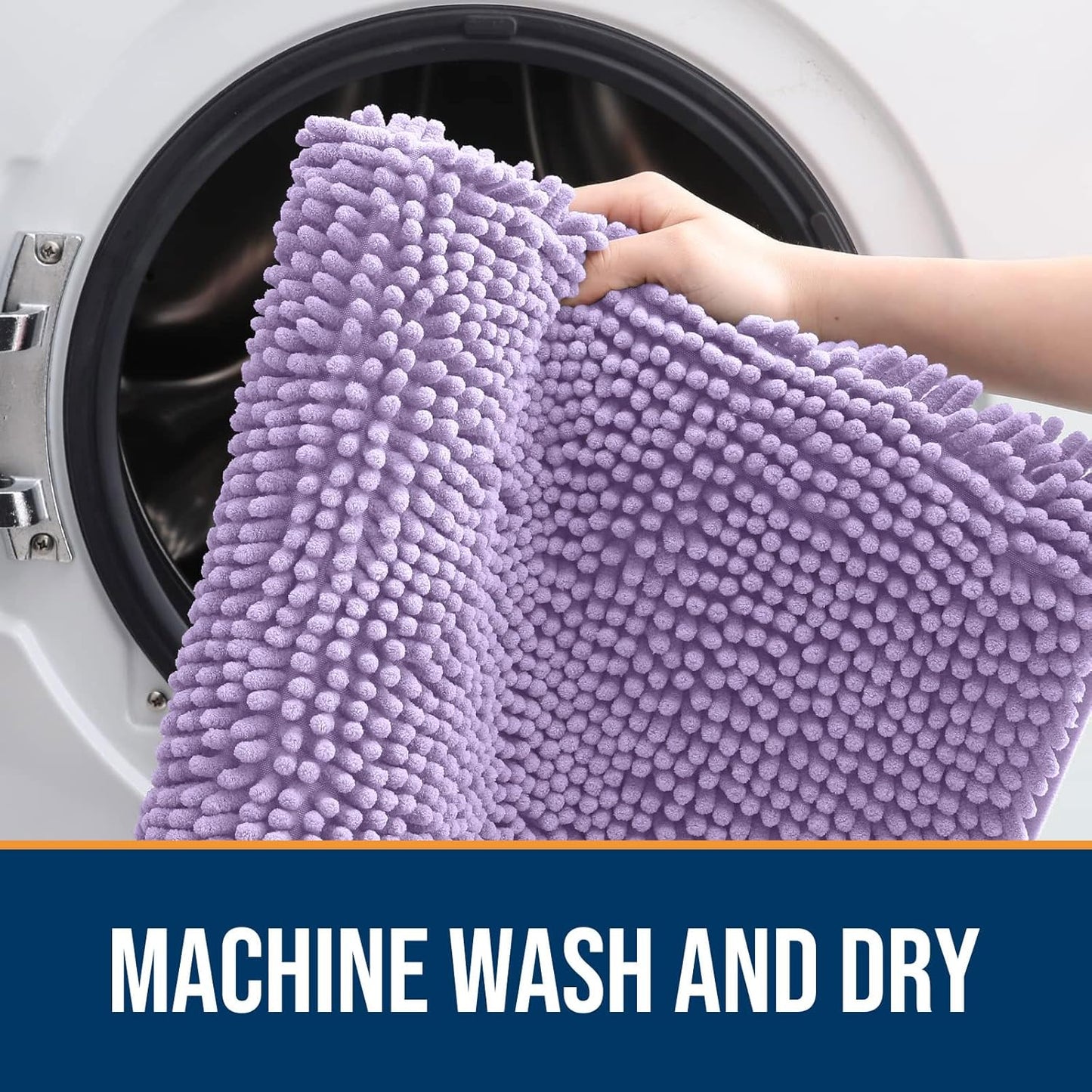 OLANLY Dog Door Mat for Muddy Paws 47x32, Absorbs Moisture and Dirt, Absorbent Non-Slip Washable Doormat, Quick Dry Chenille Mud Mat for Dogs, Entry Indoor Entryway Carpet for Inside Floor, Lavender