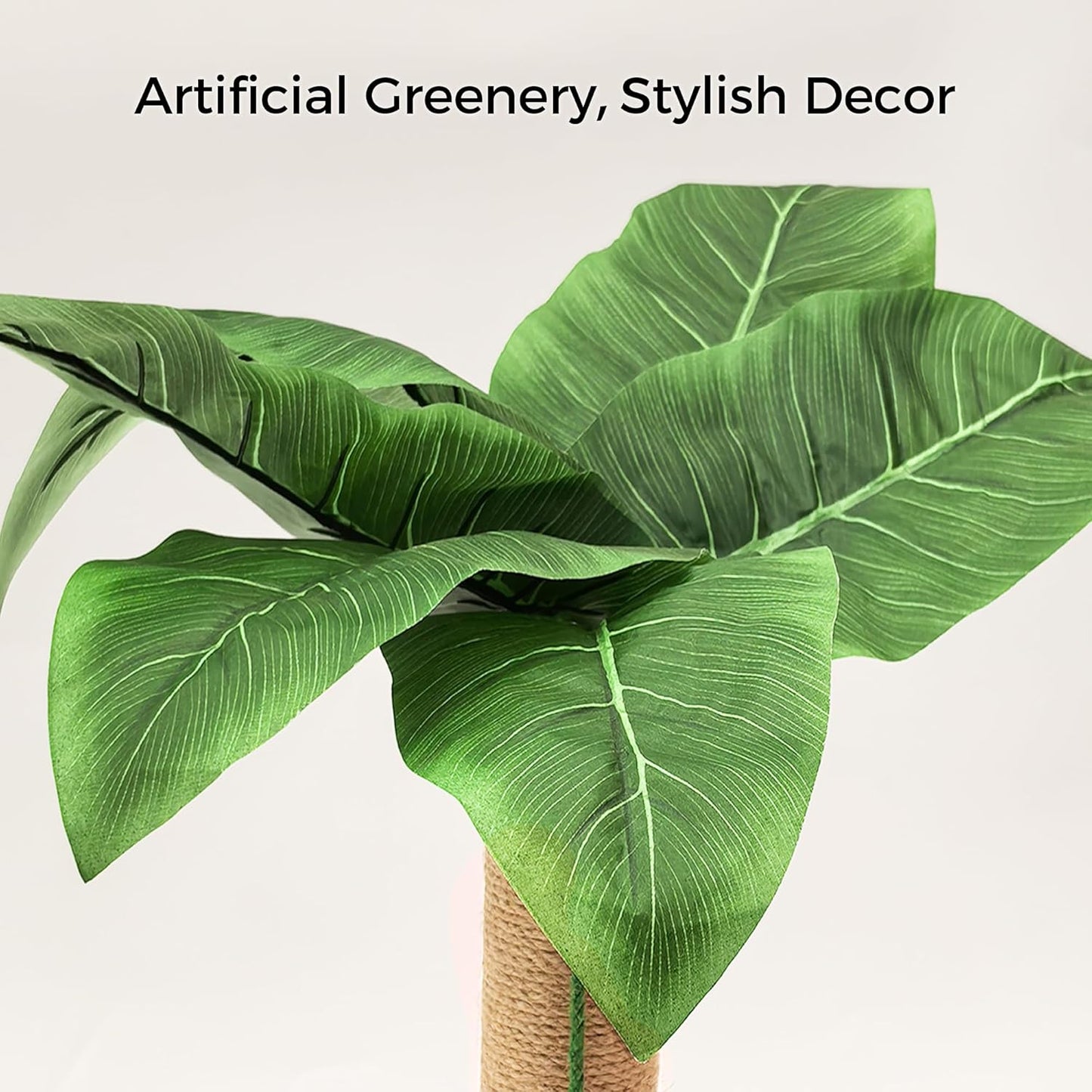 Cat Scratching Post, Wooden Cat Scratcher Toy for Indoor Cats, Sisal Ball Toy with Hanging and Track Balls, 17.7" Tall Banana Tree Cat Tower for Kittens