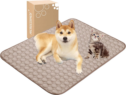 MICROCOSMOS Summer Cooling Mat & Sleeping Pad- Water Absorption Top, Easy Carry, EZ Clean, Materials Safe. Keep Cooling for Pets, Kids and Adults.(Brown, 40" x 28")