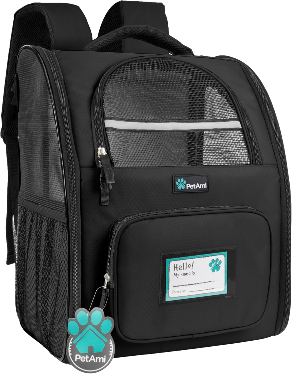 PetAmi Dog Backpack Carrier for Small Large Cat, Pet, Puppy, Ventilated Pet Hiking Backpack Travel Bag, Airline Approved Cat Backpack Carrier, Camping Biking Dog Bag Up to 18lbs Pet, Black