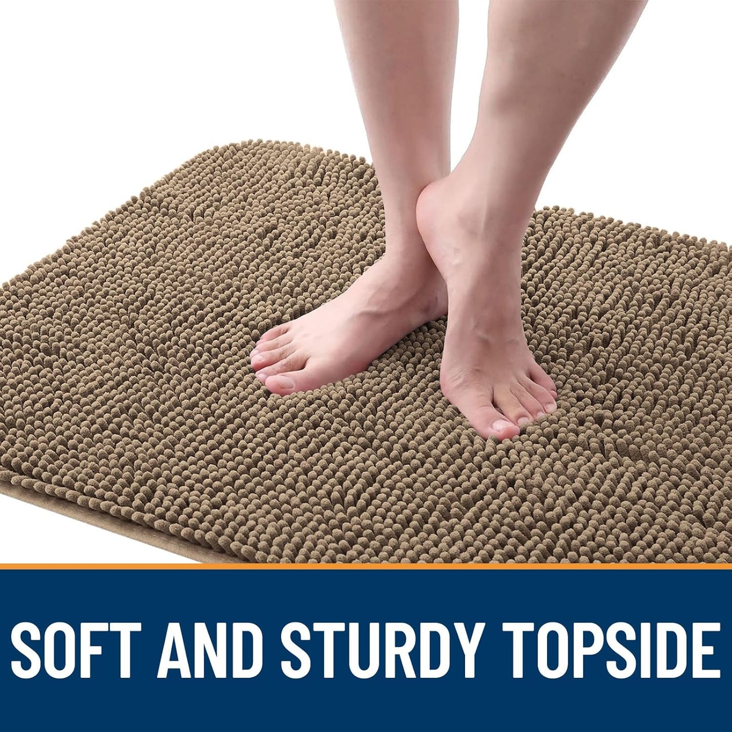 OLANLY Dog Door Mat for Muddy Paws 59x35, Absorbs Moisture and Dirt, Absorbent Non-Slip Washable Doormat, Quick Dry Chenille Mud Mat for Dogs, Entry Indoor Entryway Carpet for Inside Floor, Tan