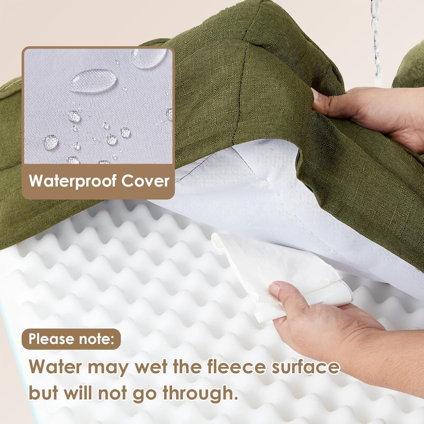 EHEYCIGA Orthopedic Dog Bed for Medium Dogs, Waterproof Memory Foam Medium Pet Beds with Sides, Non-Slip Bottom and Egg-Crate Foam Dog Couch Bed with Washable Removable Cover, Olive Green