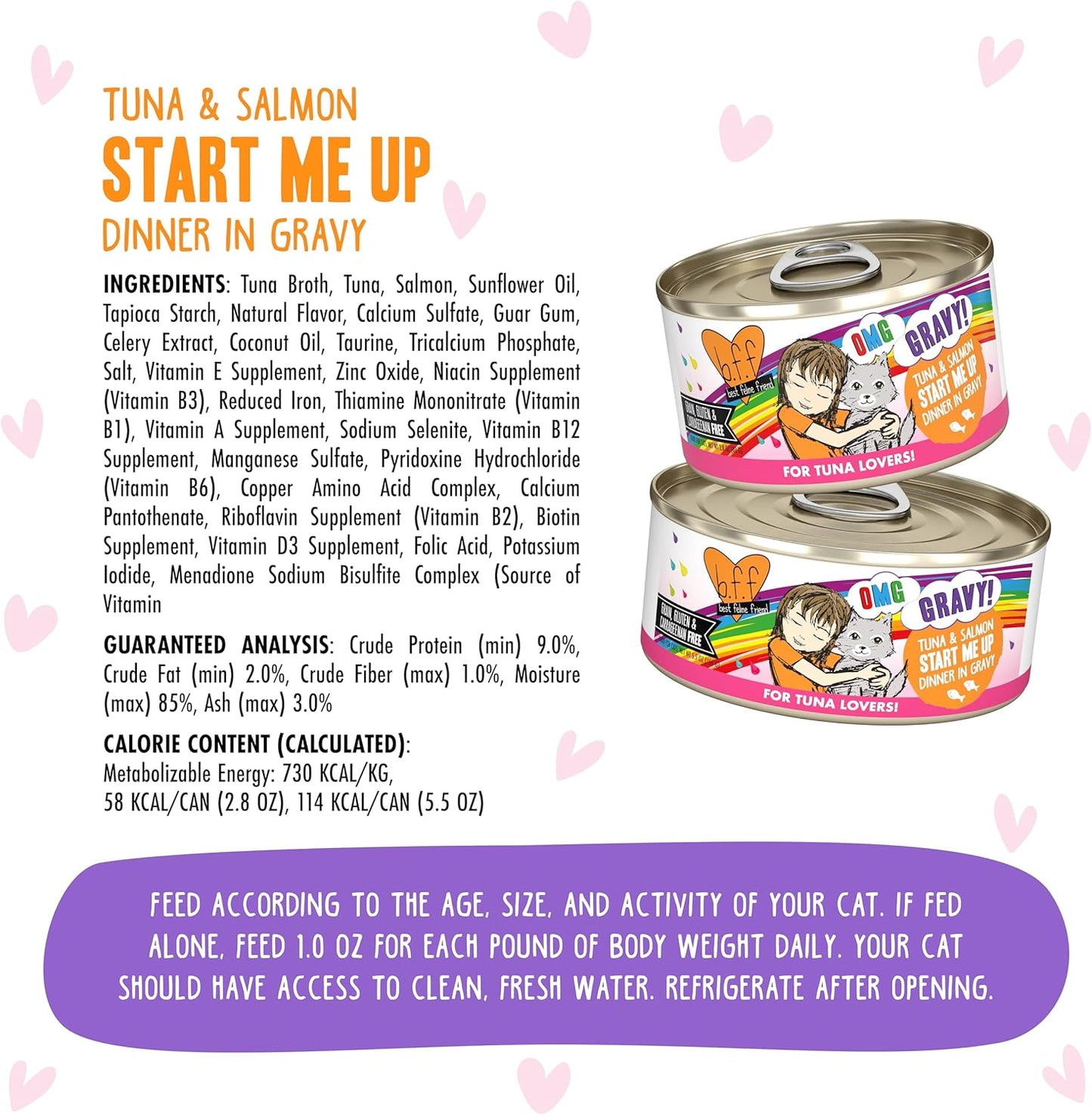 Weruva B.F.F. OMG - Best Feline Friend Oh My Gravy!, Tuna & Salmon Start Me Up with Tuna & Salmon, 5.5oz Can (Pack of 8)