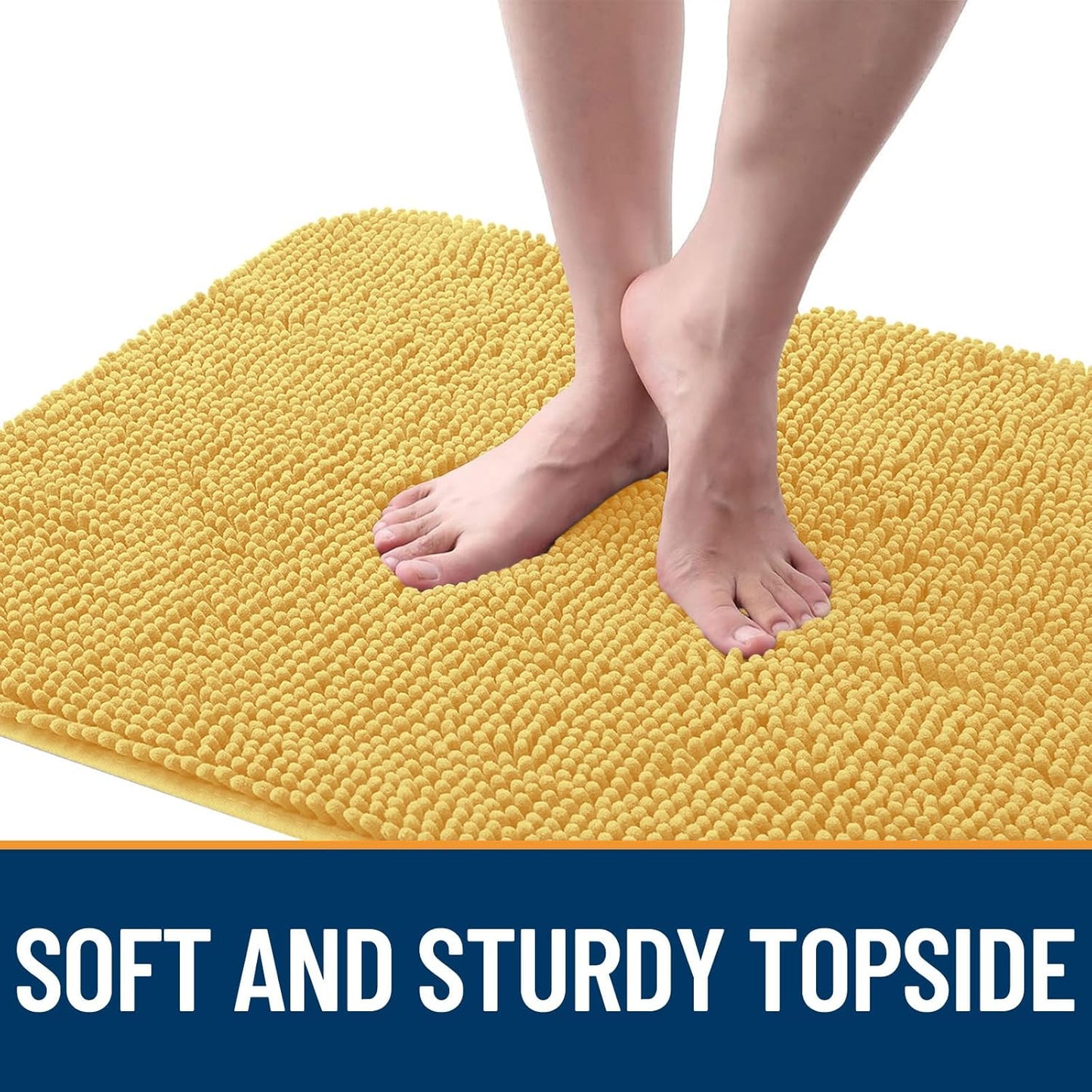 OLANLY Dog Door Mat for Muddy Paws 47x24, Absorbs Moisture and Dirt, Absorbent Non-Slip Washable Doormat, Quick Dry Chenille Mud Mat for Dogs, Entry Indoor Entryway Carpet for Inside Floor, Yellow