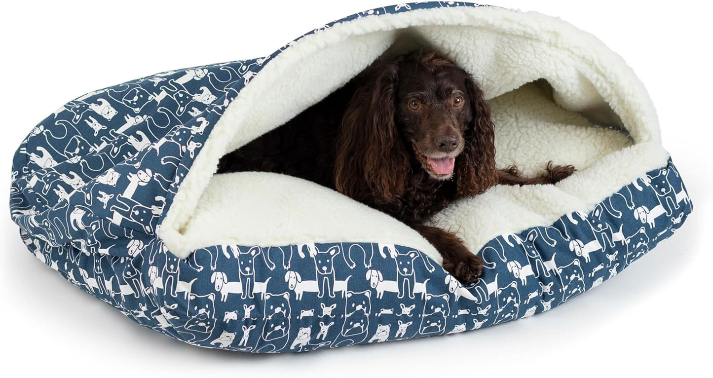 Snoozer Pet Products Luxury Rectangle Cozy Cave, Wag Collection, Small, Pedigree Denim