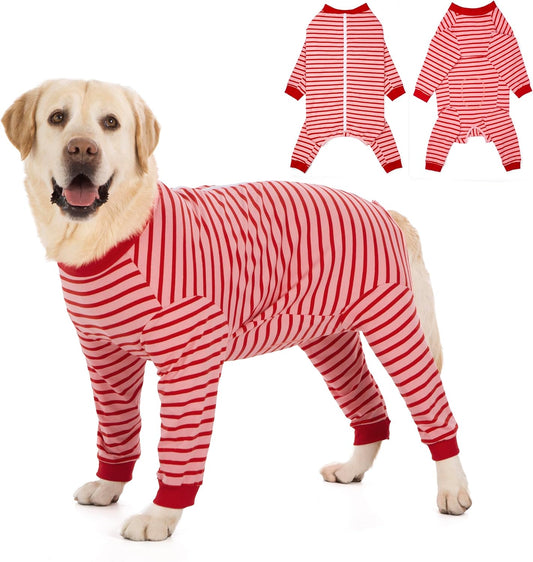 Yeapeeto Dog Onesie Surgery Recovery Suit for Large Medium Bodysuit Dogs Pajamas PJS Full Body for Shedding, Prevent Licking, Wound Protection, Cone Alternative… (Red Pink, 5XL)