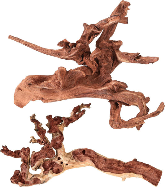 majoywoo Natural Large Coral Driftwood for Aquarium Decor Reptile Decor, Assorted Driftwood Branch 9-14" 2 Pcs, Fish Tank Decoration…