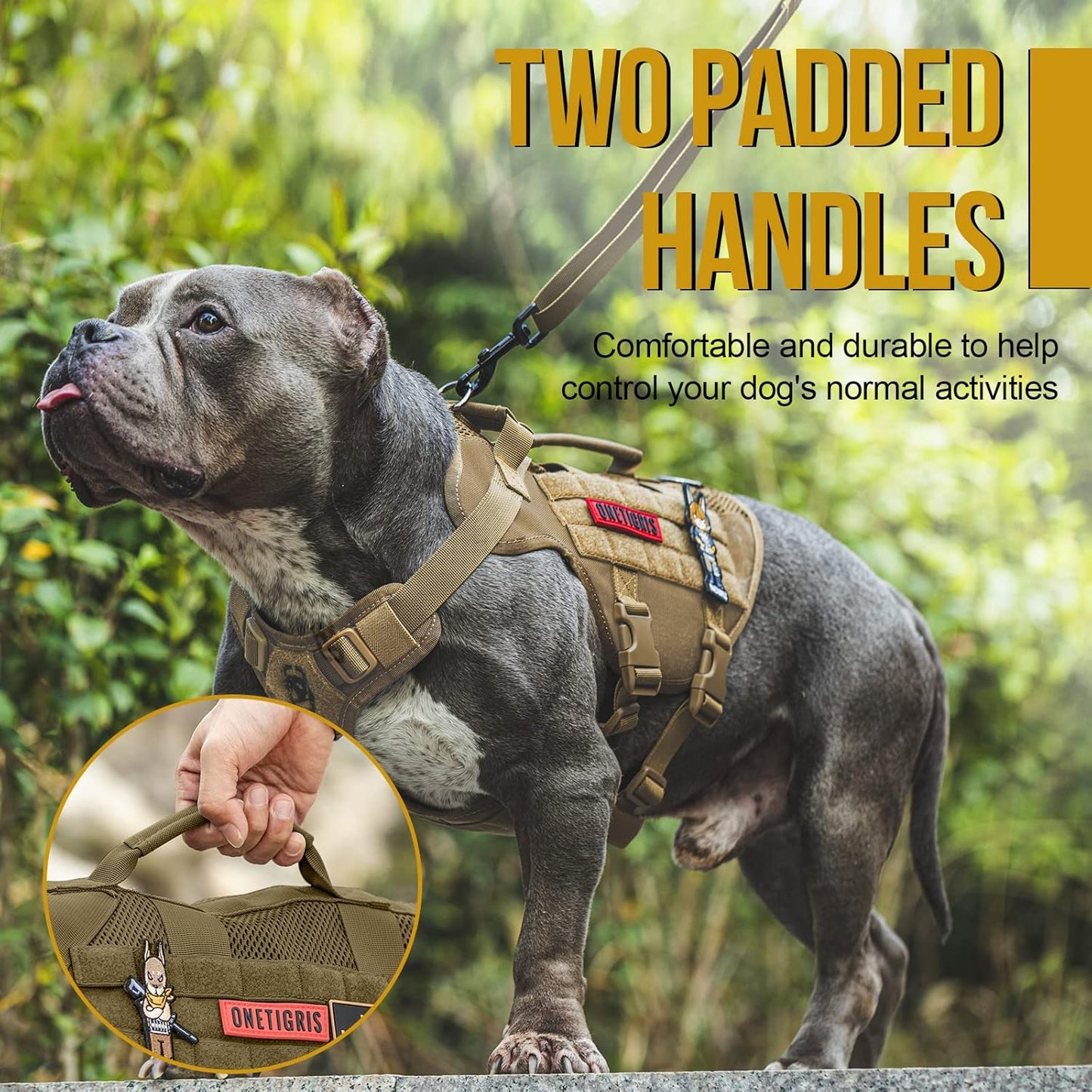 OneTigris No Pull Dog Harness for Small Dog, Mesh Design Breathable Military Dog Molle Vests with Handles, Service Dog Vest Harness for Walking Hiking Training