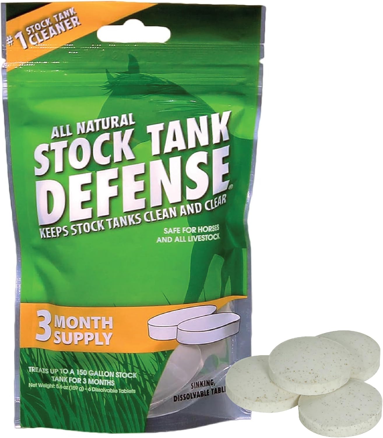 Airmax Stock Tank Defense, Livestock Water Trough Cleaner, Clean Drinking Tanks for Horse, Cattle, Goat & Chicken, Safe & Easy-to-Use Cleaning Tablet Treatment for Farming & Agricultural Use, 6 Tabs