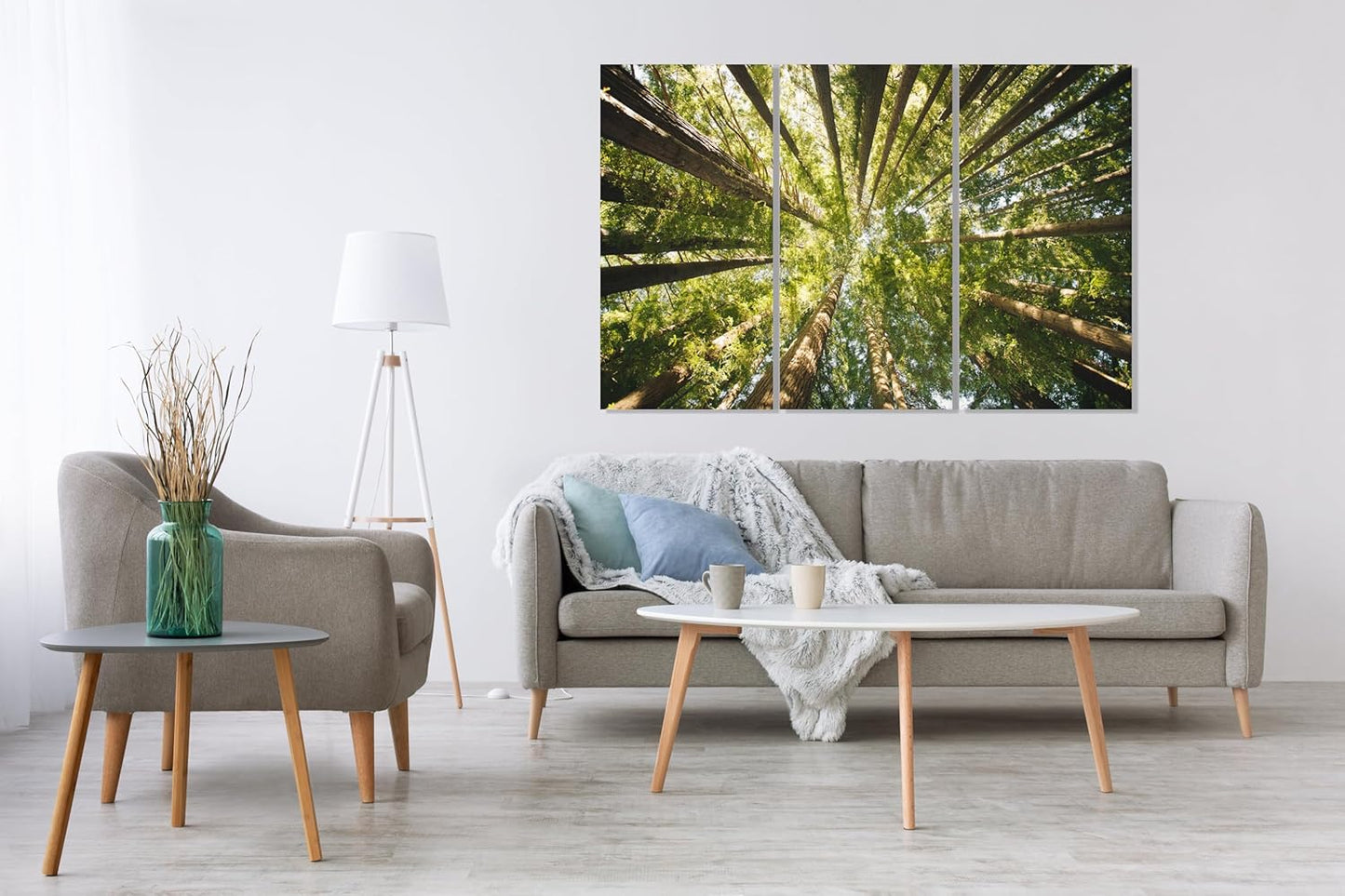 Nature Wall Art Prints - Ocean Forest Mountain Lake Canvas Landscapes - Small to Extra Large Living Room Bedroom Kitchen Bathroom Décor (Serenity in the Forest, 47L" x 71W" - 3 panels)