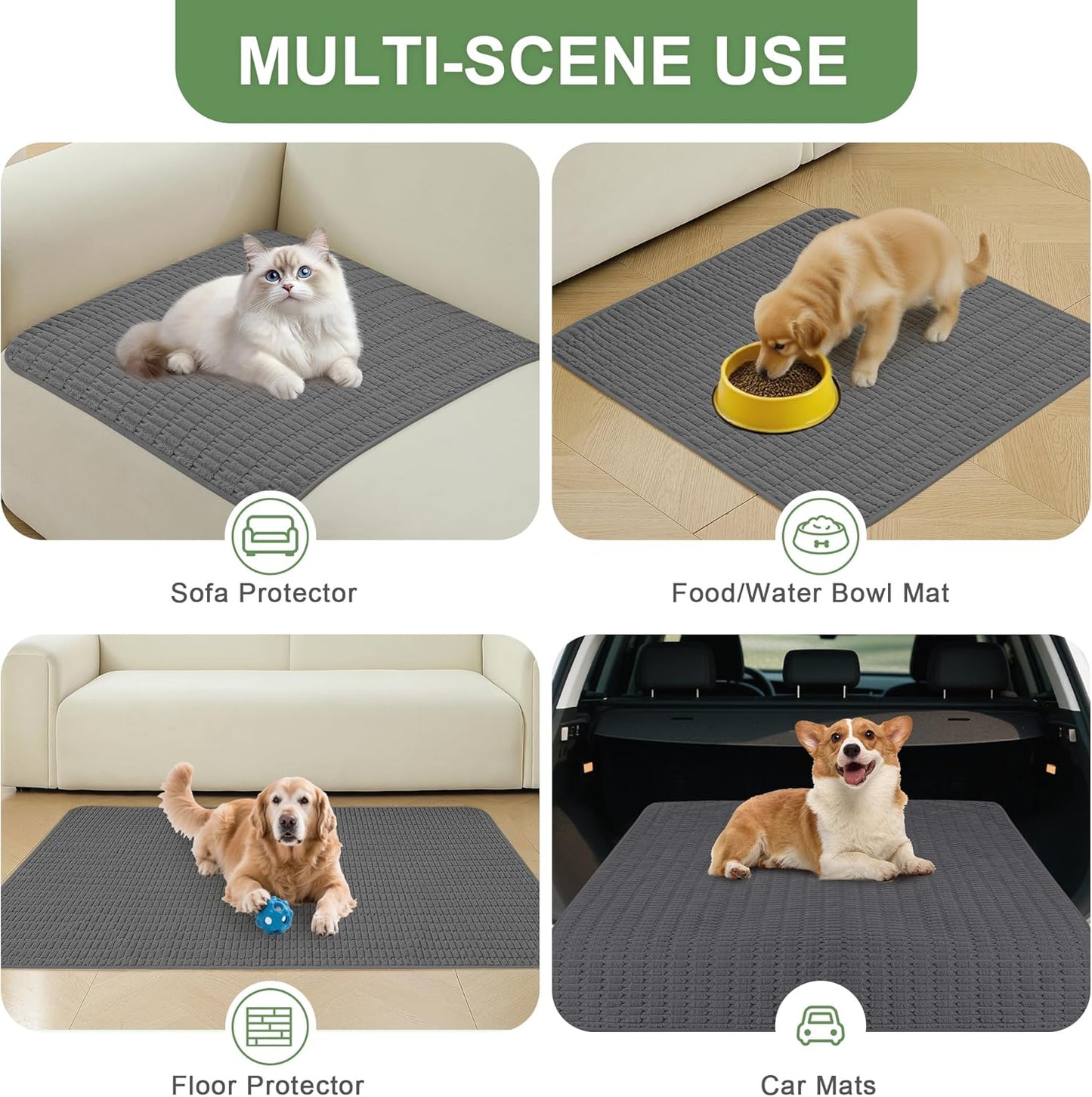 Washable Pee Pads for Dogs, 2 Pack Reusable Puppy Pads Dog Pads, Non-Slip Dog Pee Pads, Leakproof Pet Pee Pads Wee Wee Pads for Dogs. (Dark Grey, 20"x20"(Pack of 2))