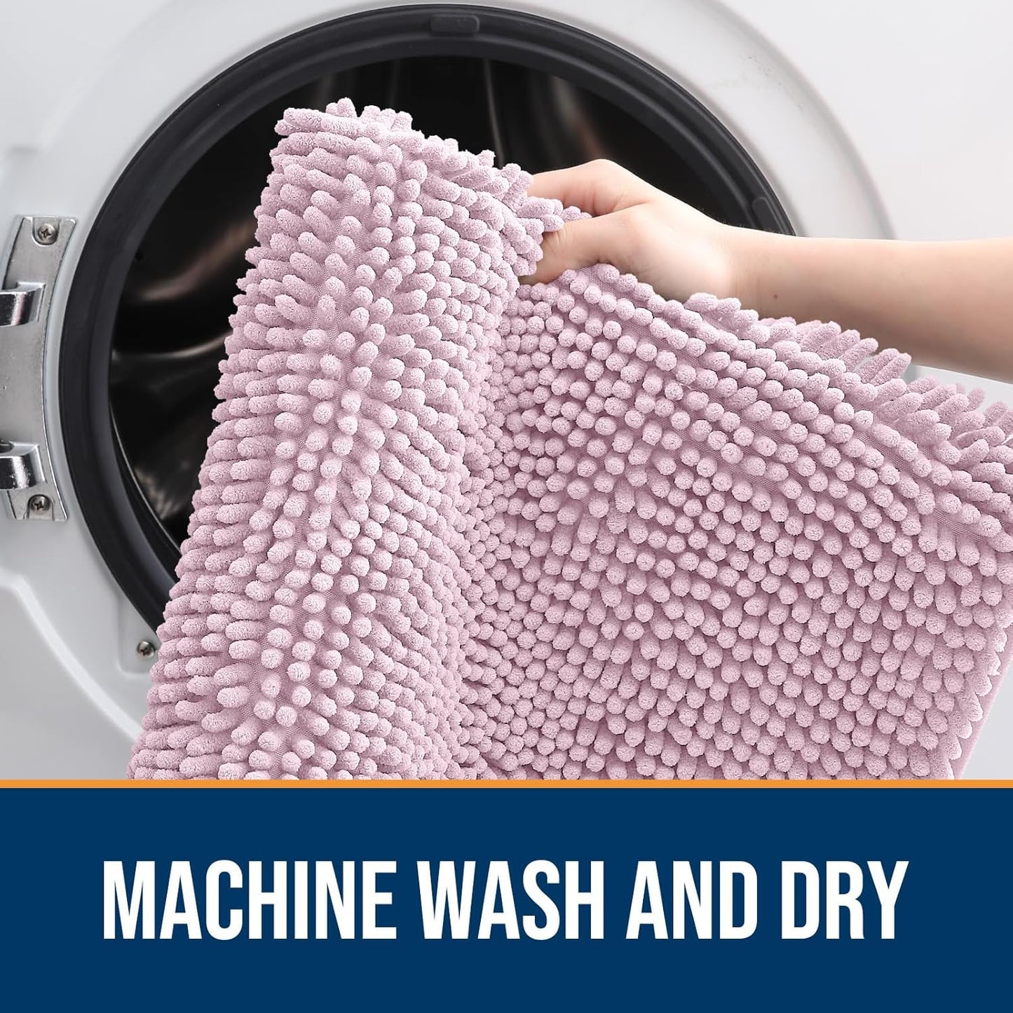 OLANLY Dog Door Mat for Muddy Paws 70x24, Absorbs Moisture and Dirt, Absorbent Non-Slip Washable Doormat, Quick Dry Chenille Mud Mat for Dogs, Entry Indoor Entryway Carpet for Inside Floor, Dusty Rose