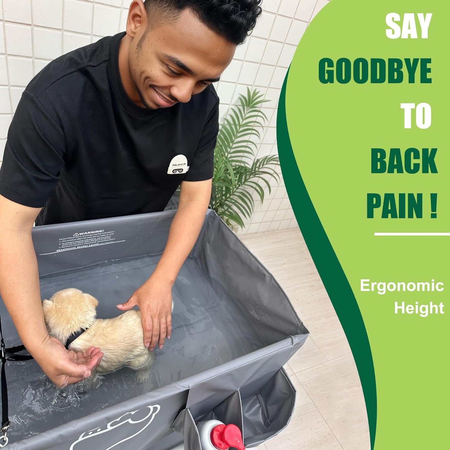 Elevated Dog Bathtub, Portable Dog Washing Station for Home with Towel Bar & Storage, Folding Pet Bath Tub for Small & Medium Dogs