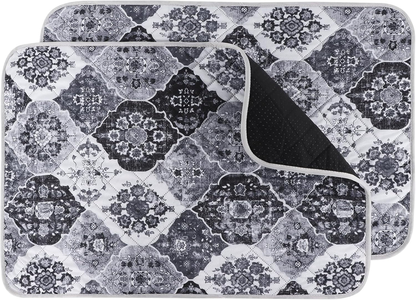 IEUUMLER Washable Pee Pads for Dogs, 2 Pack Reusable Pee Pads for Dogs Non-Slip Grip, Super Absorbent Waterproof Puppy Pads for Potty Training, Playpen, Crate, Whelping Box EU011 Black Grey, 36x31