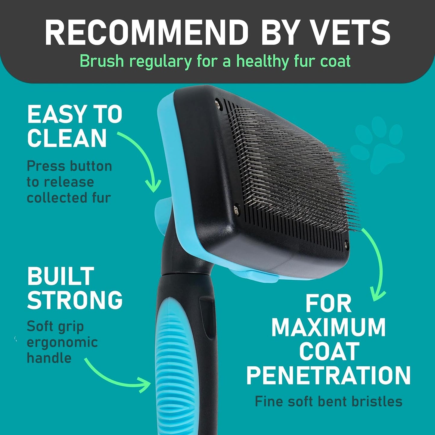 Maxpower Planet Dog Rake and Dog Hair Brush - Gently Removes Loose Undercoat, Mats and Tangled - Deshedding Grooming Tool for Dogs & Cats - Self Cleaning Slicker Brush - All Hair Types