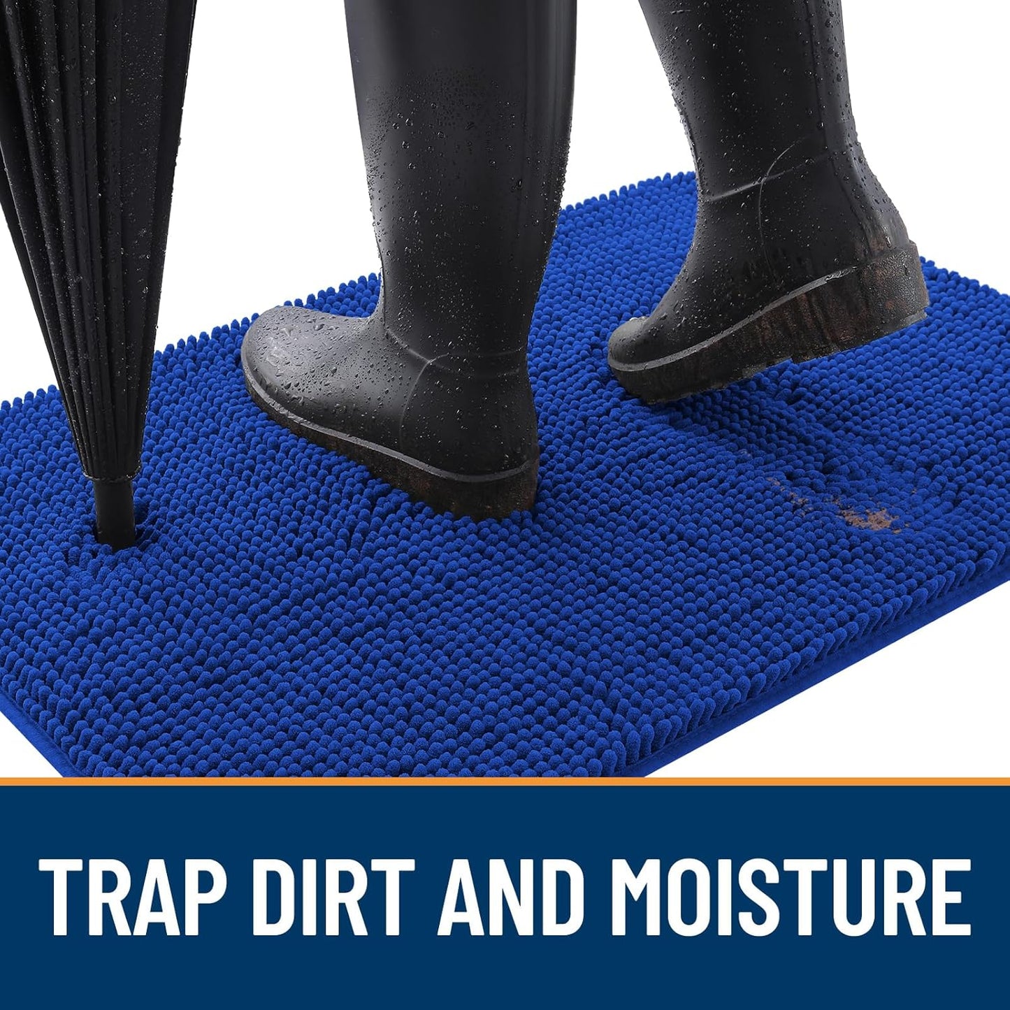 OLANLY Dog Door Mat for Muddy Paws 70x32, Absorbs Moisture and Dirt, Absorbent Non-Slip Washable Doormat, Quick Dry Chenille Mud Mat for Dogs, Entry Indoor Entryway Carpet for Inside Floor, Royal Blue