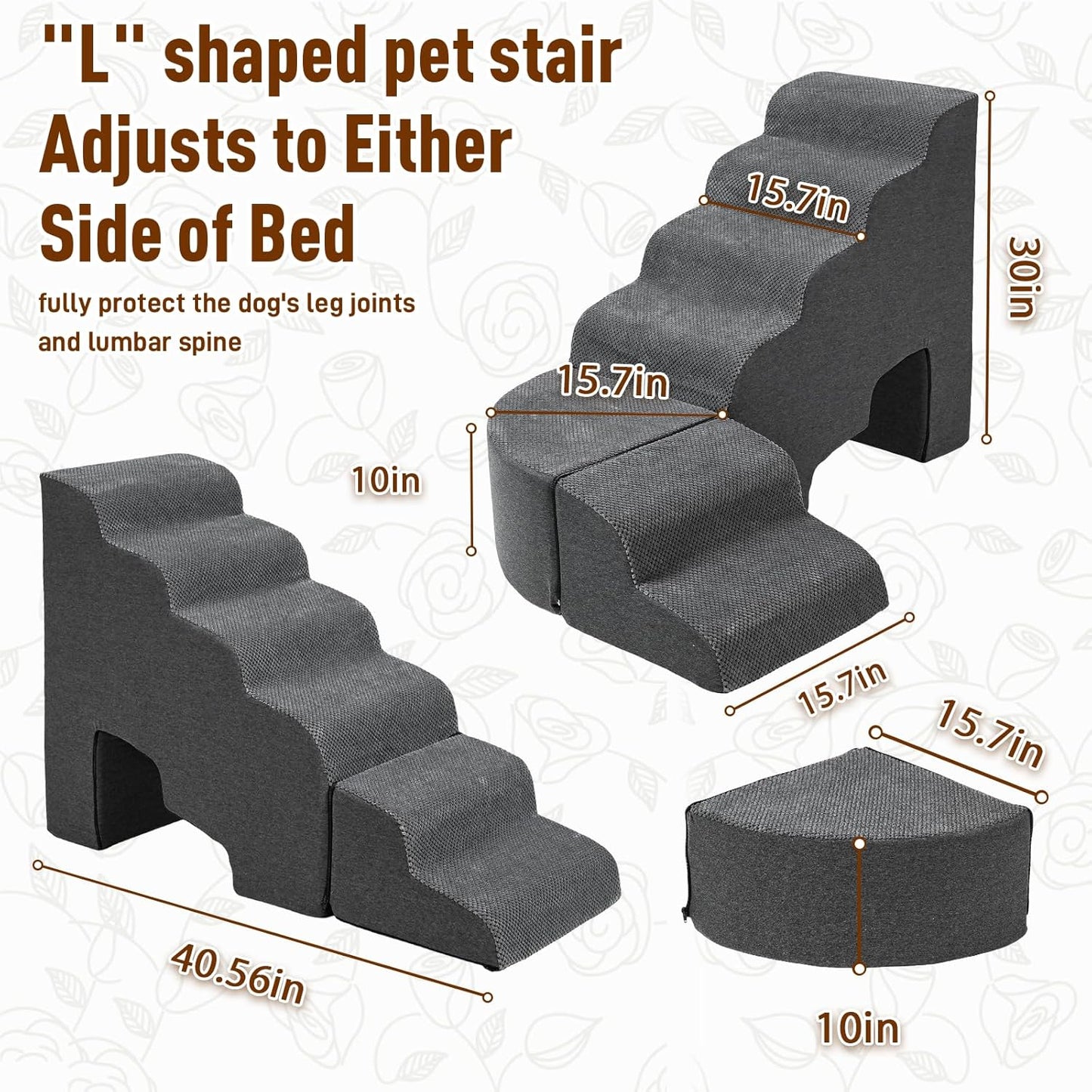 Update Stable Dog Stairs & Steps Ramps for High Beds 30 inches High Tall, LitaiL 6 Step Pet Stairs Steps for High Beds 30 inch Large Dogs, Non-Slip Dog Ramps for Small Dogs, Older Cat