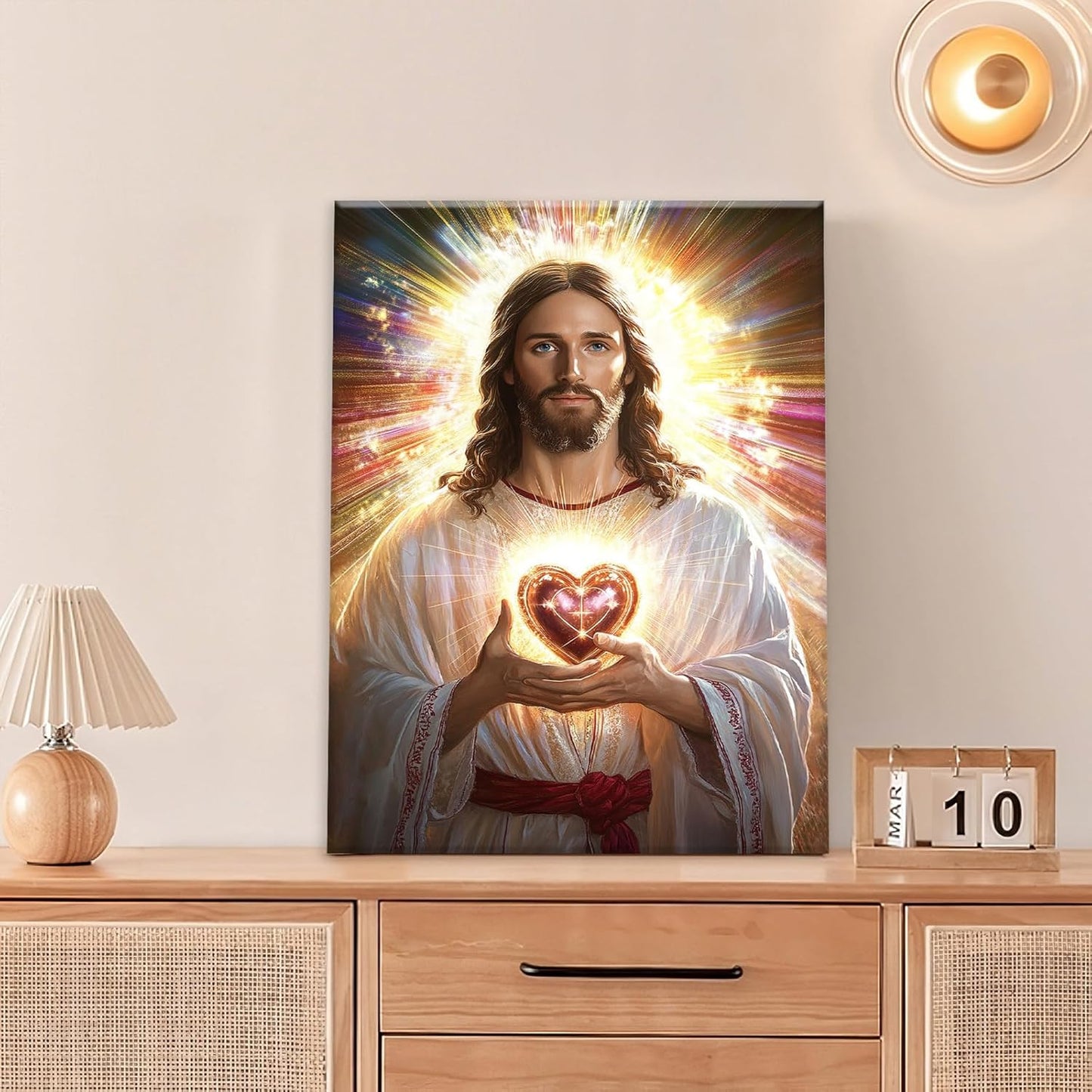 Christian Jesus Wall Art Religion Canvas Wall Decor Prints Framed Painting Jesus Pictures Gifts Artwork for Bathroom Living Dining Church 12"x16"