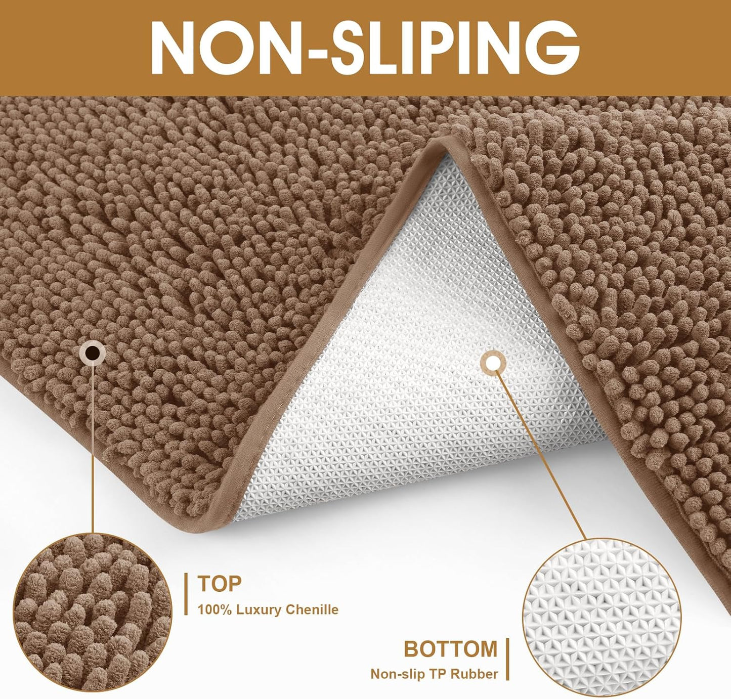 Dog Door Mats for Muddy Paws, Chenille Absorbent Door Mats, Non Slip Heavy Mud Mat for Dogs, Soft Indoor Door Mat for Entryway, Mud Paws, Inside Floor,36" X 24", Camel