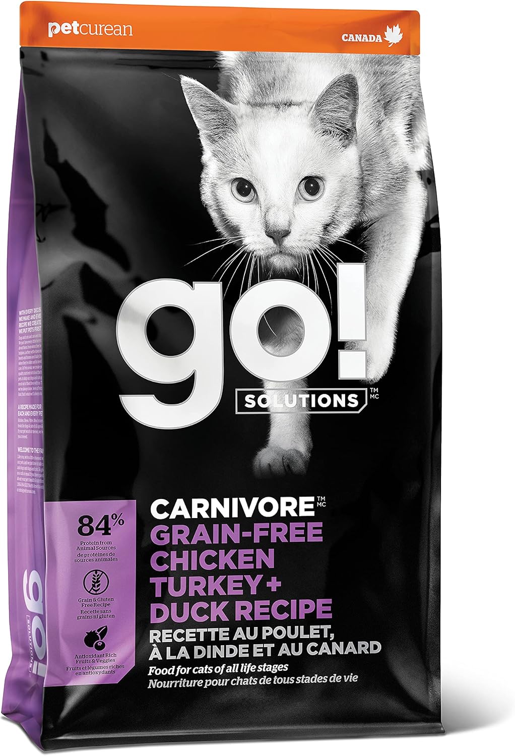 Go! Solutions Carnivore, Grain-Free, Protein Rich Dry Cat Food, Chicken, Turkey and Duck Recipe, 16 lb Bag