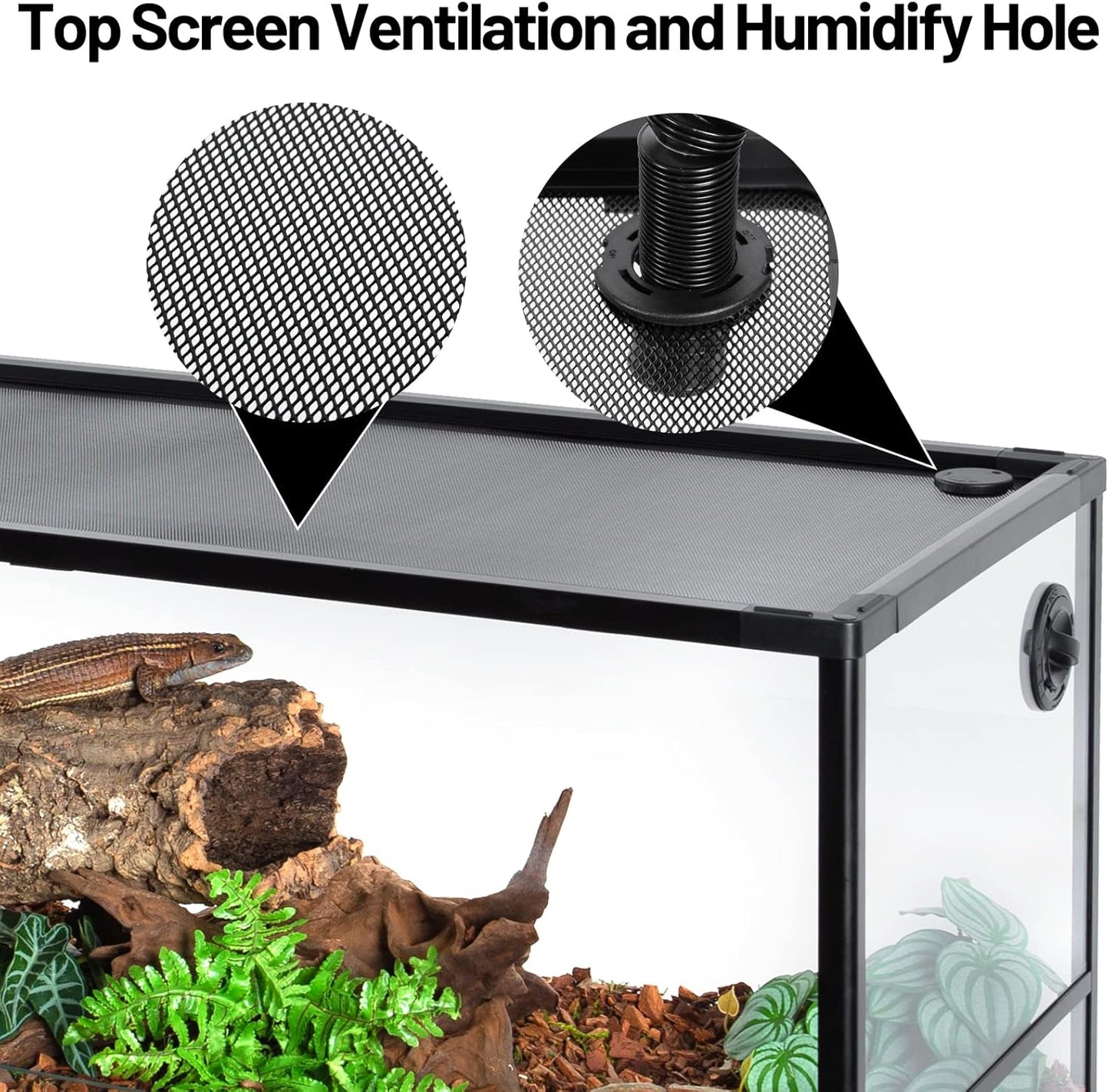 67 Gallon Reptile Tank, Glass Reptiles Terrarium 48" x 18" x 18", Sliding Door, Top Ventilation, Cable Pass, Humidify Hole, Large Reptile Cage Habitat for Bearded Dragon, Lizard, Snake, Gecko