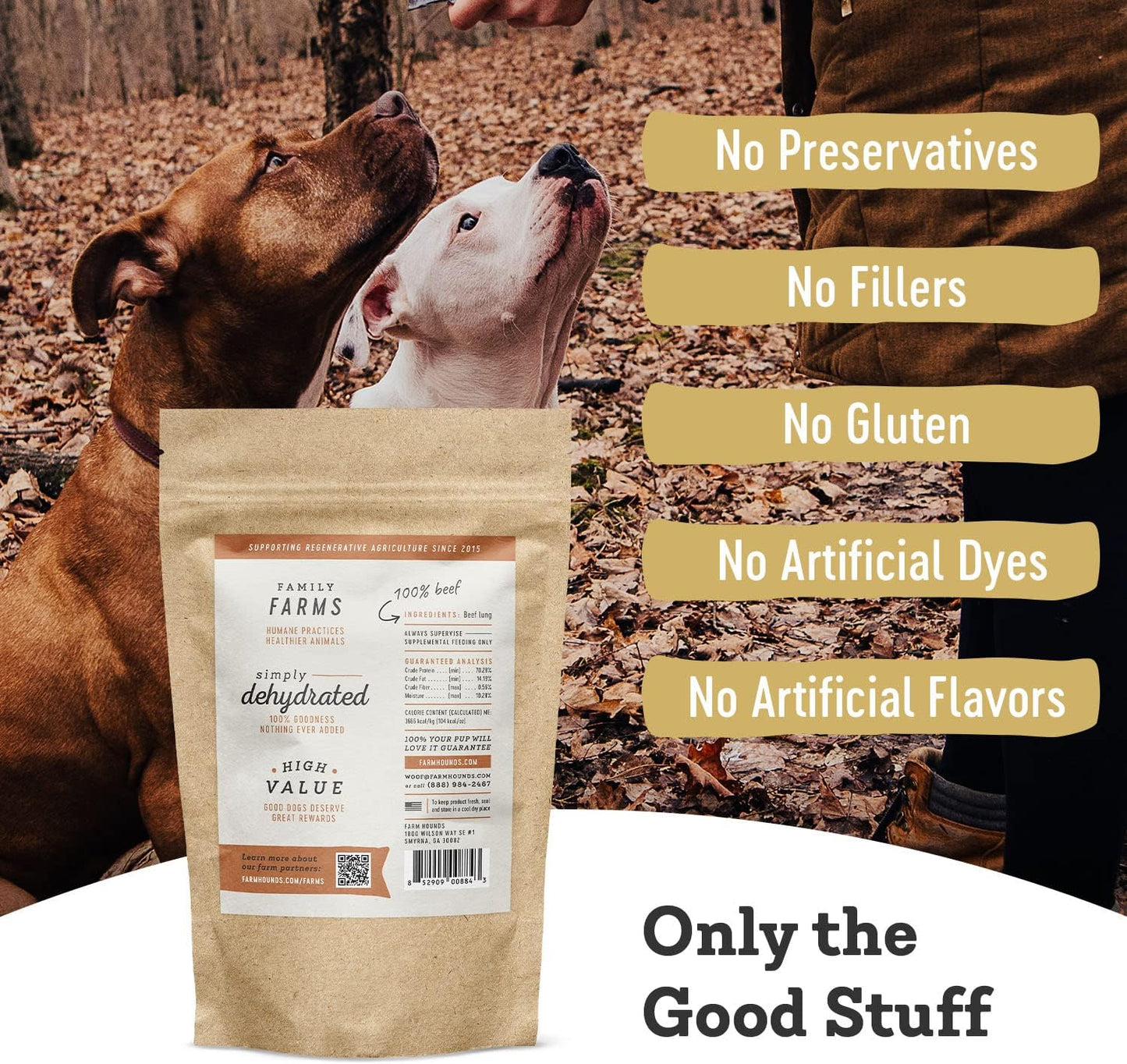 Farm Hounds - Beef Lung - Premium Natural Beef Lung Jerky for Dogs - Made from 100% Humanely Raised Cattle - Organ Treat - Great for Training & Treats - No Added Fillers - Made in USA - 2 oz - 1 Pack
