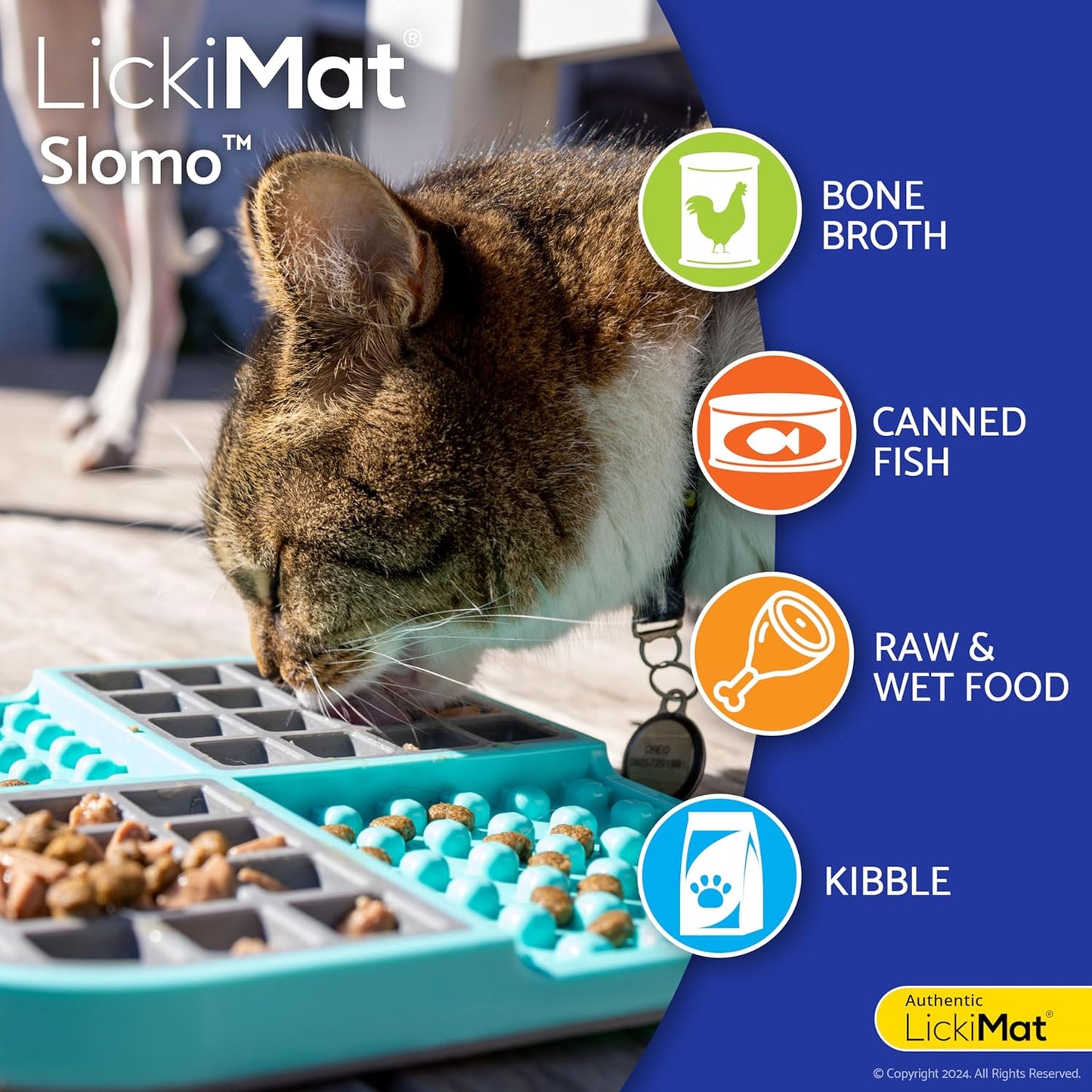 LickiMat Slomo, Cat Slow Feeder Lick Mat, Boredom Anxiety Reducer; Perfect for Food, Treats, Yogurt, or Peanut Butter. Fun Alternative to a Slow Feed Cat Bowl or Dish, Turquoise