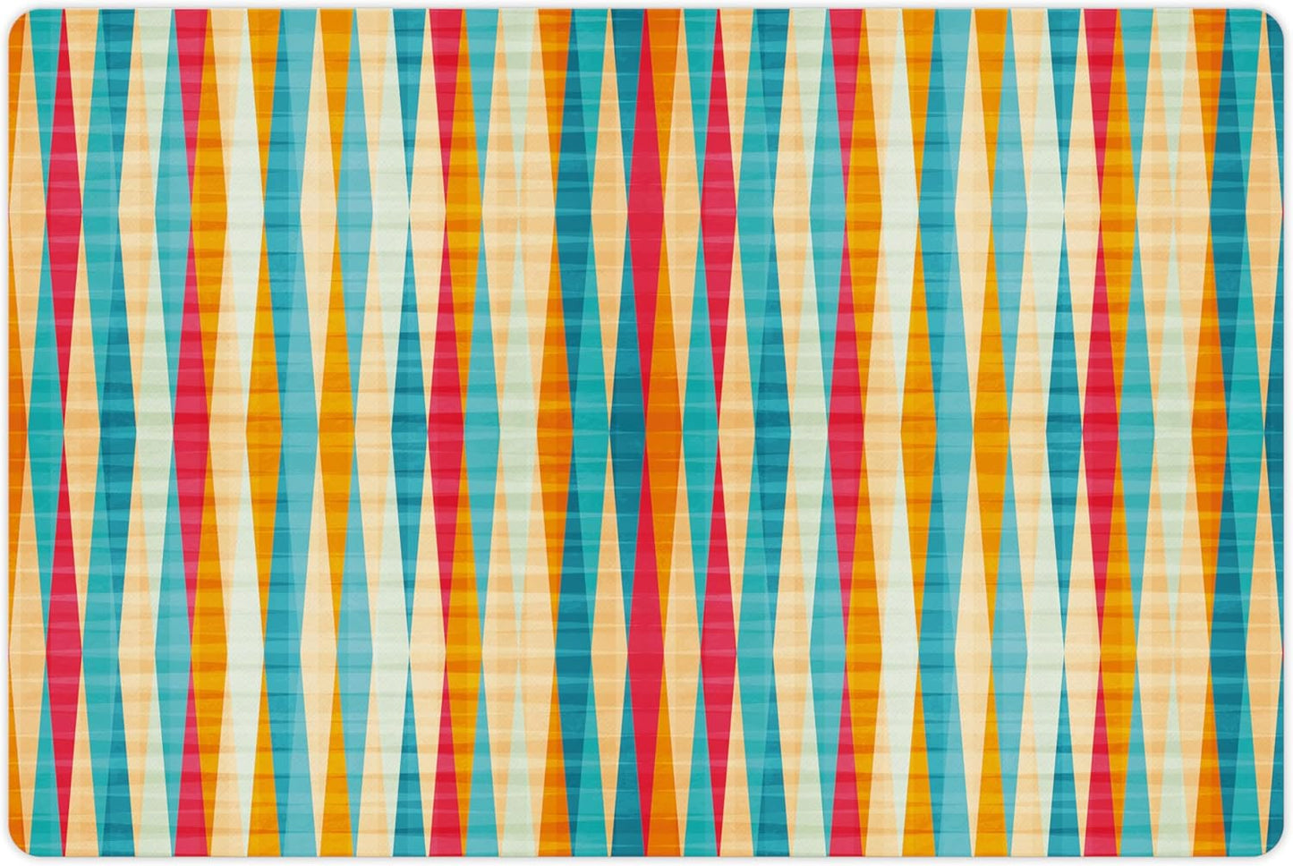 Lunarable Abstract Pet Mat for Food and Water, Colorful Formless Vertical Bands Contrast Tones Spectrum Design, Non-Slip Rubber Mat for Dogs and Cats, 18" X 12", Marigold Peach