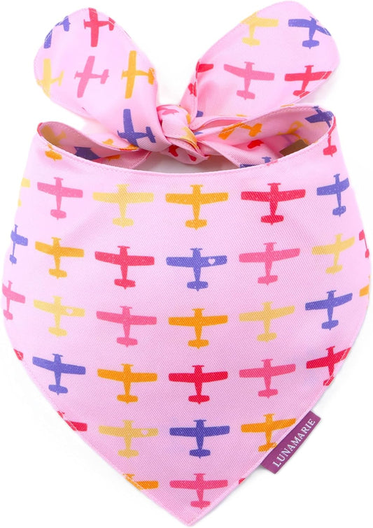 LunaMarie - Luxury Pet Birthday Bandanas -Premium & Silky Poly Fabric | 100% Handmade | Custom Shape Dual Layered (Aviator Glam, Medium)