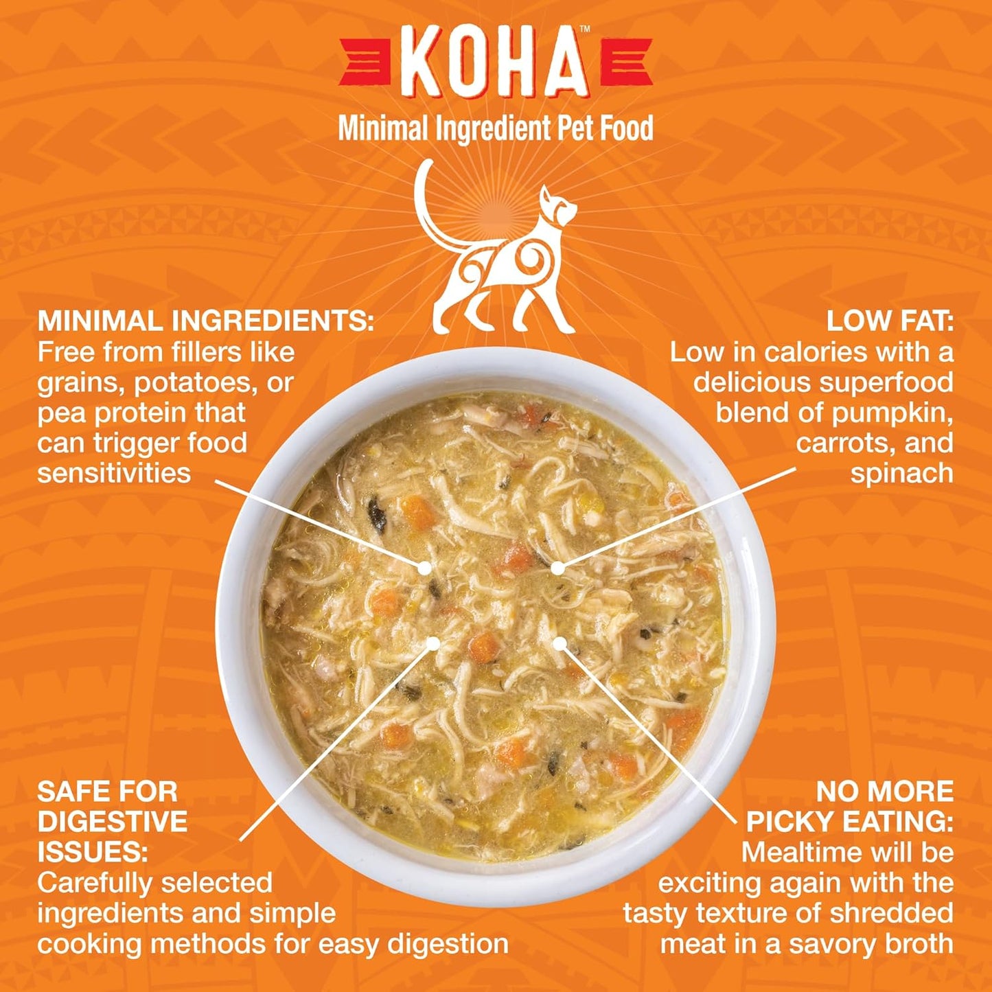 KOHA Pure Shreds Chicken Entrée for Cats, High Protein Wet Cat Food, 2.8oz Cans (Pack of 24)