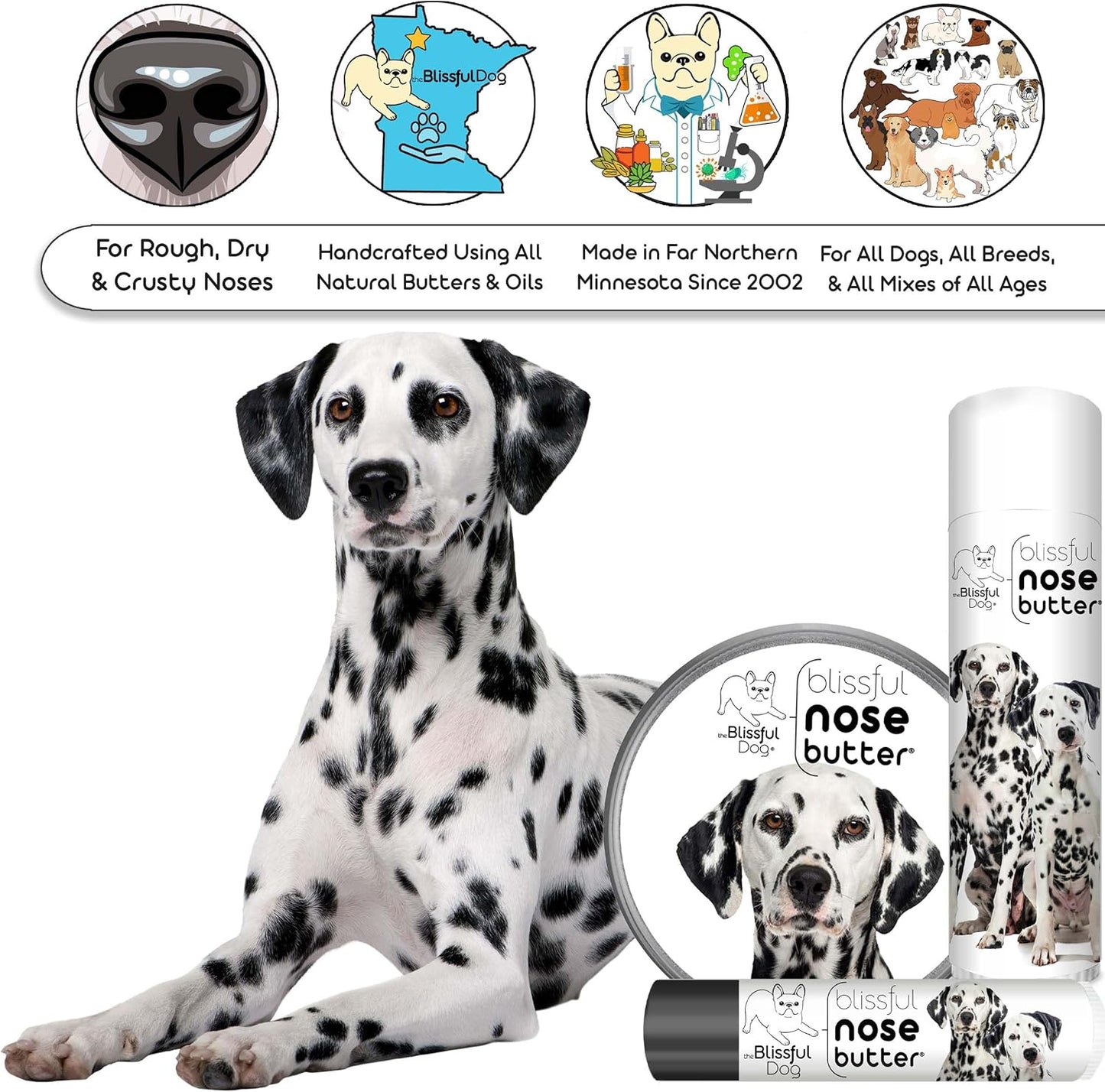 The Blissful Dog Dalmatian Unscented Nose Butter, 2-Ounce