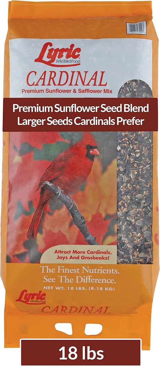Lyric Cardinal Wild Bird Seed - Sunflower & Safflower Premium Bird Food Mix for Cardinals, Grosbeaks & Blue Jays - 18 lb bag