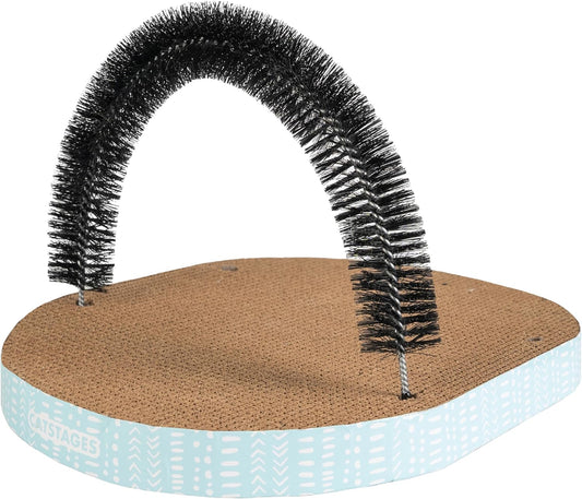 Catstages Scratch & Groom Cat Scratcher with Removable Curved Brush for Self-Grooming Station, Orange