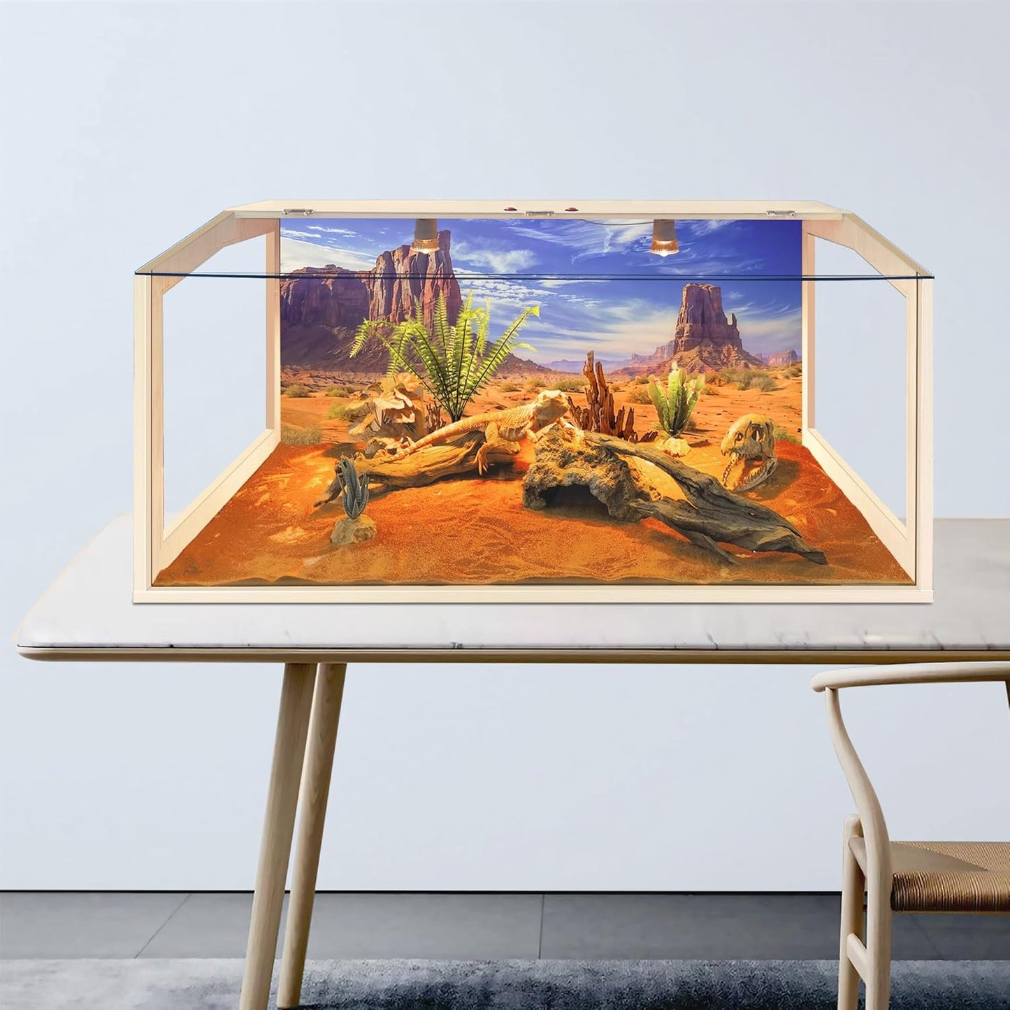 Prolee Bearded Dragon Tank, Reptile Enclosure, Snake Tank, Reptile Terrarium, Built-in Light Fixtures with Switch, (30 Gallon, 32" Long, Clear Acrylic Roof)