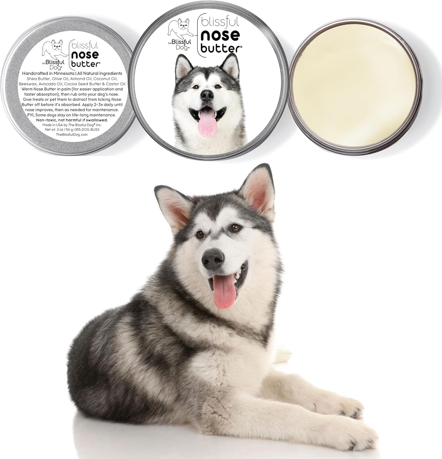 The Blissful Dog Malamute Unscented Nose Butter - Dog Nose Butter, 4 Ounce