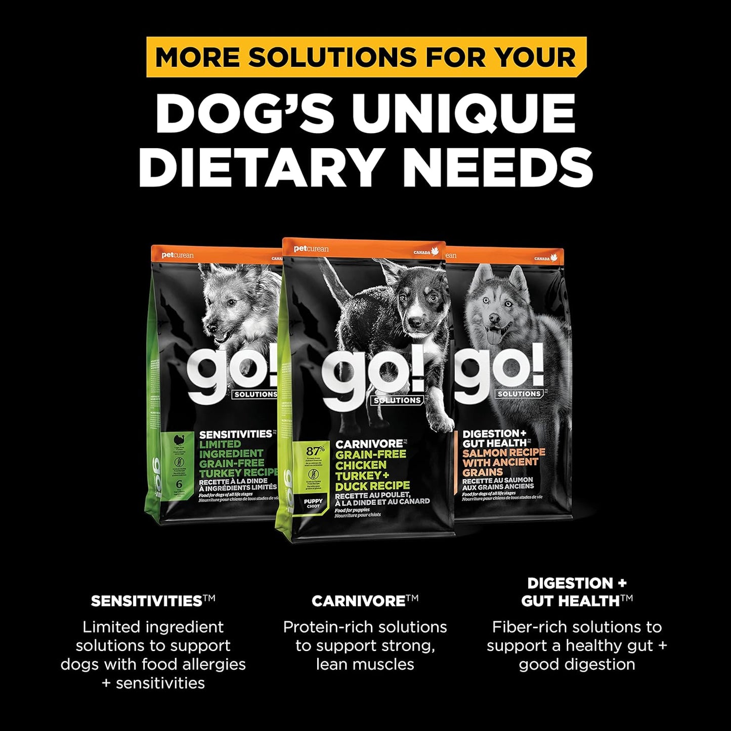 Go! Solutions Skin + Coat Care, Dry Dog Food, Large Breed Puppy Salmon Recipe with Grains, 25 lb Bag