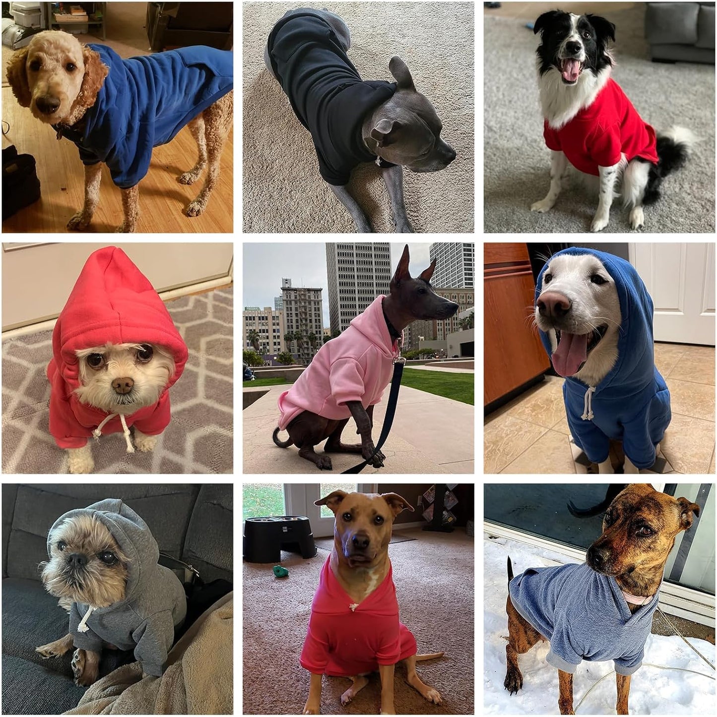 KOOLTAIL Basic Dog Hoodie - Soft and Warm Dog Hoodie Sweater with Leash Hole and Pocket, Dog Winter Coat, Cold Weather Clothes Sweatshirt for Small Medium Large Dogs Puppy Cat Boys Girls Blue XL