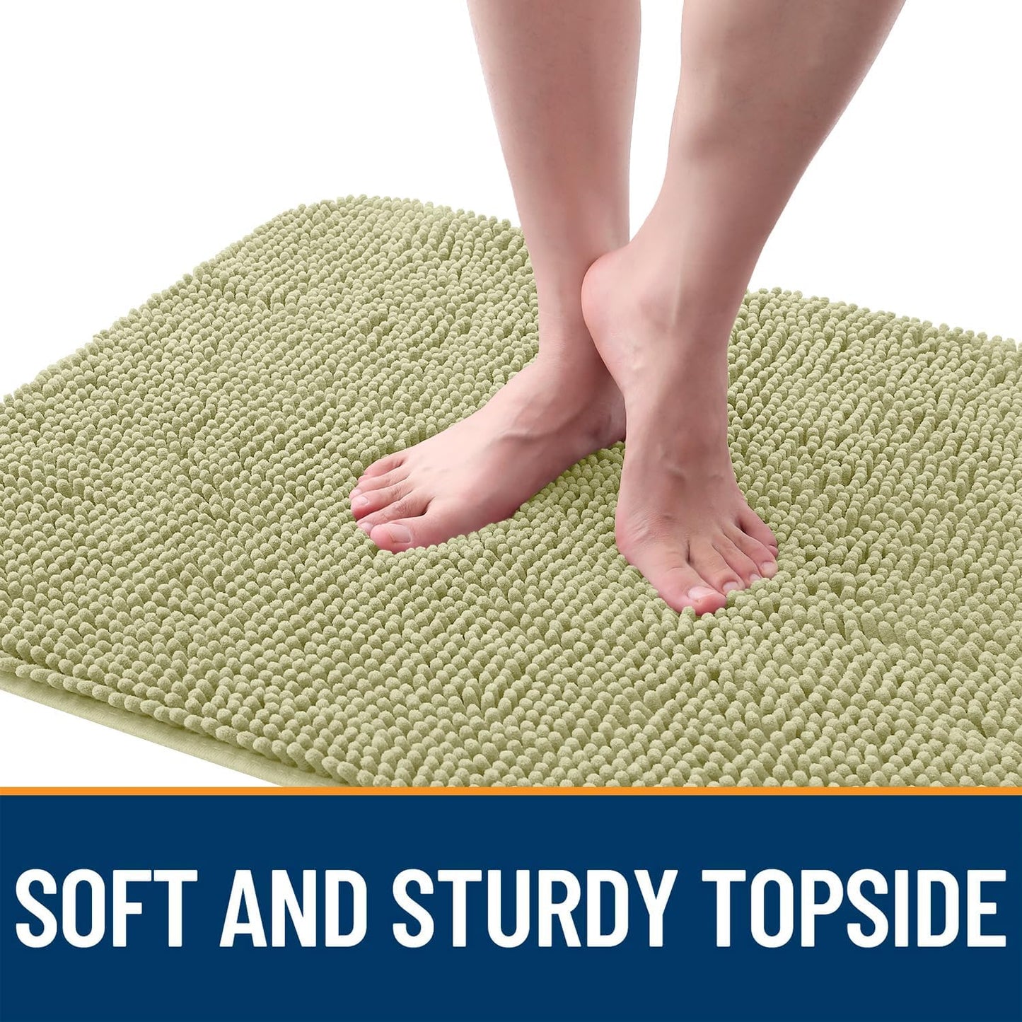 OLANLY Dog Door Mat for Muddy Paws 44x24, Absorbs Moisture and Dirt, Absorbent Non-Slip Washable Doormat, Quick Dry Chenille Mud Mat for Dogs, Entry Indoor Entryway Carpet for Inside Floor, Vanilla