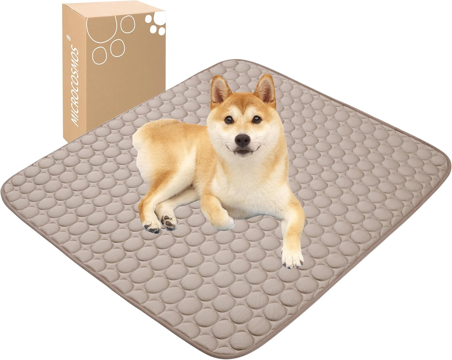MICROCOSMOS Summer Cooling Mat & Sleeping Pad- Water Absorption Top, Materials Safe, Easy Carry, EZ Clean. Keep Cooling for Pets, Kids and Adults.(Brown, 36" x36")