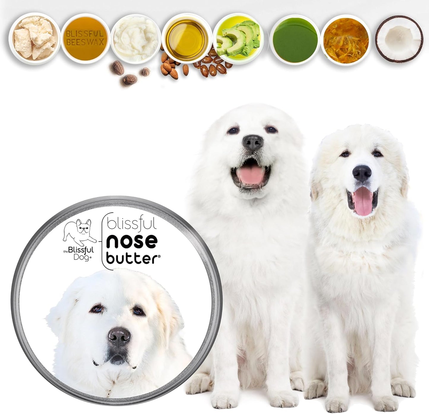 The Blissful Dog Great Pyrenees Unscented Nose Butter - Dog Nose Butter, 8 Ounce