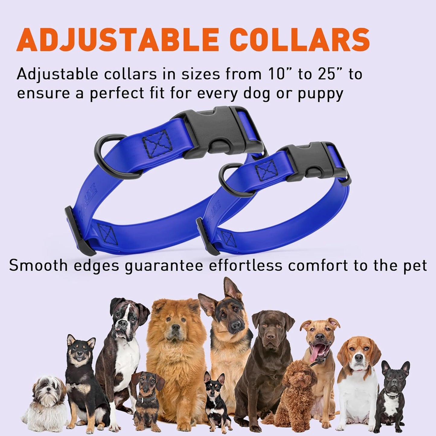 Dogline Biothane Waterproof Dog Collar with Quick Release Buckle Strong Coated Nylon Webbing with Odor- Proof for Easy Care Easy to Clean Fits Small Medium Large Dogs, Royal Blue 5/8" W 9-14" L