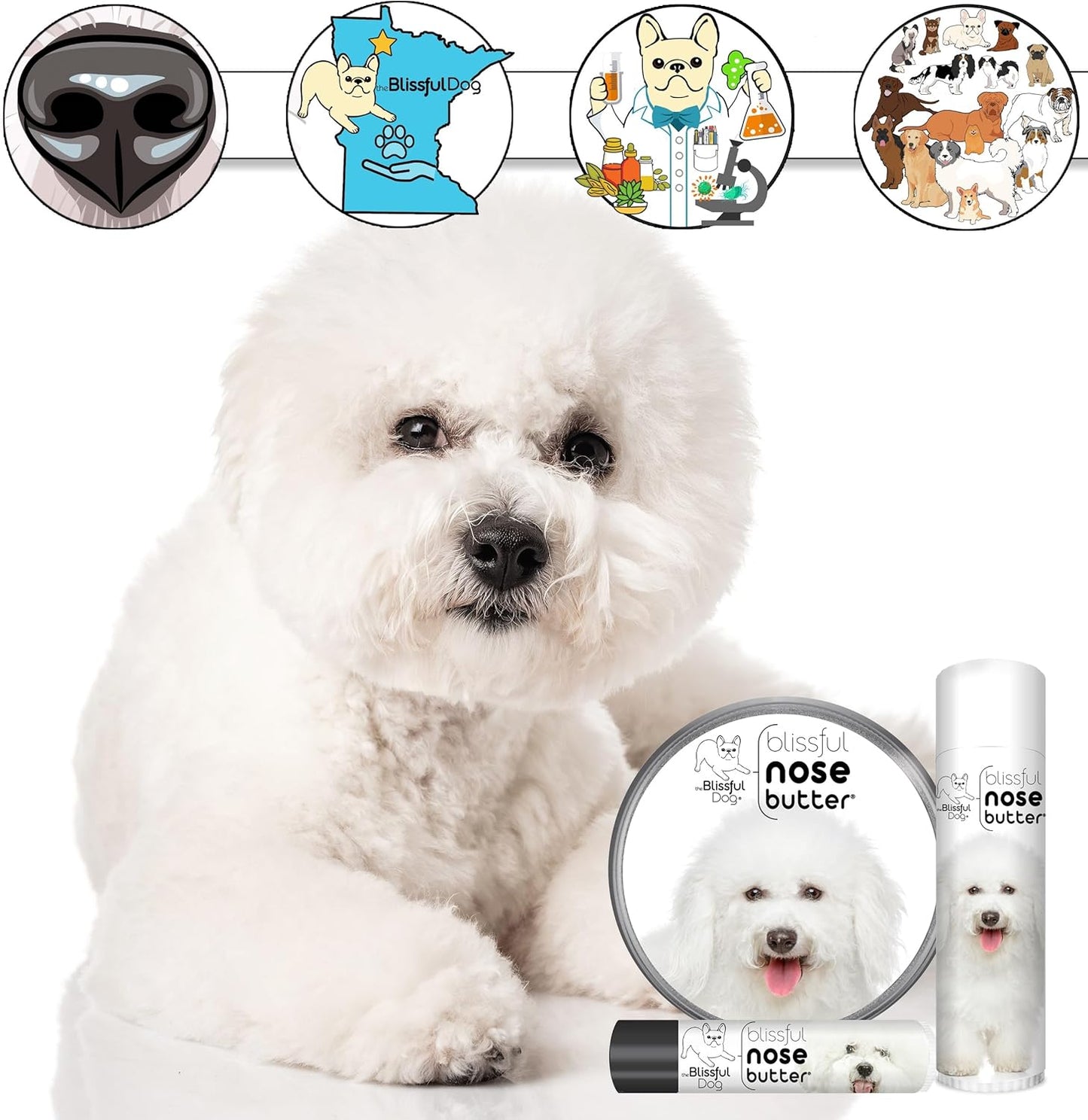 The Blissful Dog Bichon Frise Unscented Nose Butter, 8-Ounce