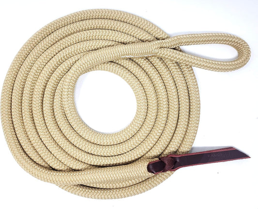 Double Braid Lead Rope with Eye Splice Loop, 12-14FT Lengths (Beige, 12 ft.)