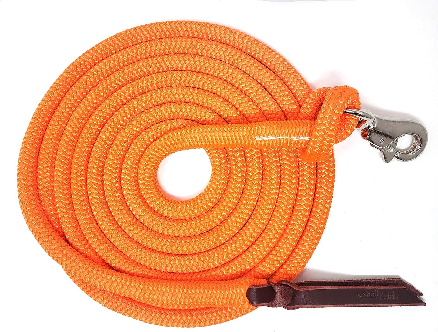 Double Braid Lead Rope with Eye Splice Loop, 12-14FT Lengths (Neon Orange, 12 ft.)