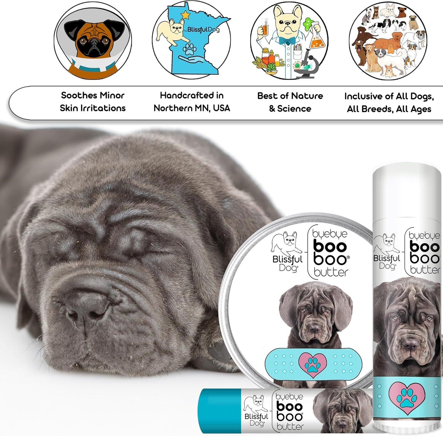 The Blissful Dog 8 oz TIN Neapolitan Mastiff Booboo Butter