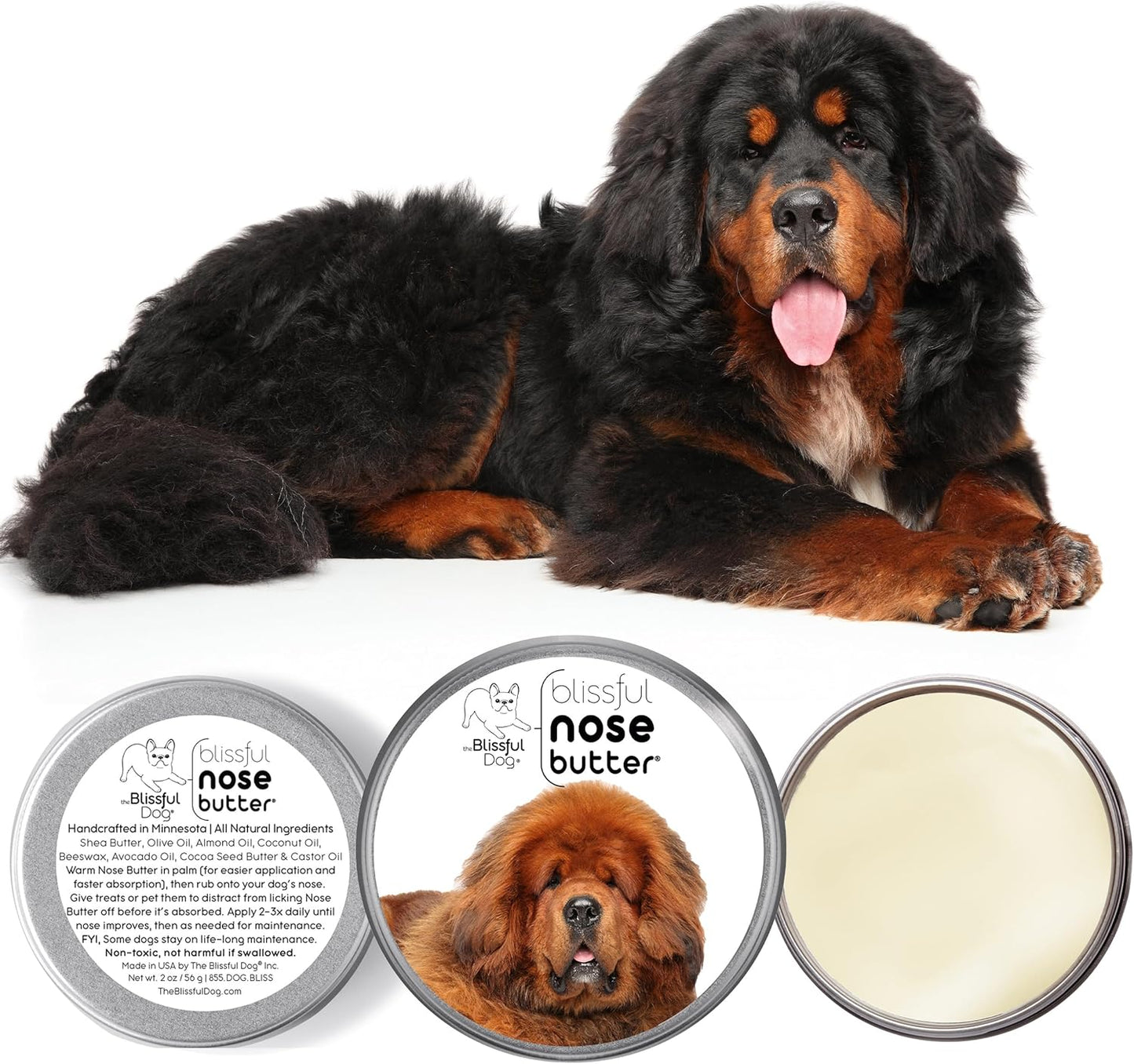 The Blissful Dog Tibetan Mastiff Unscented Nose Butter - Dog Nose Butter, 4 Ounce