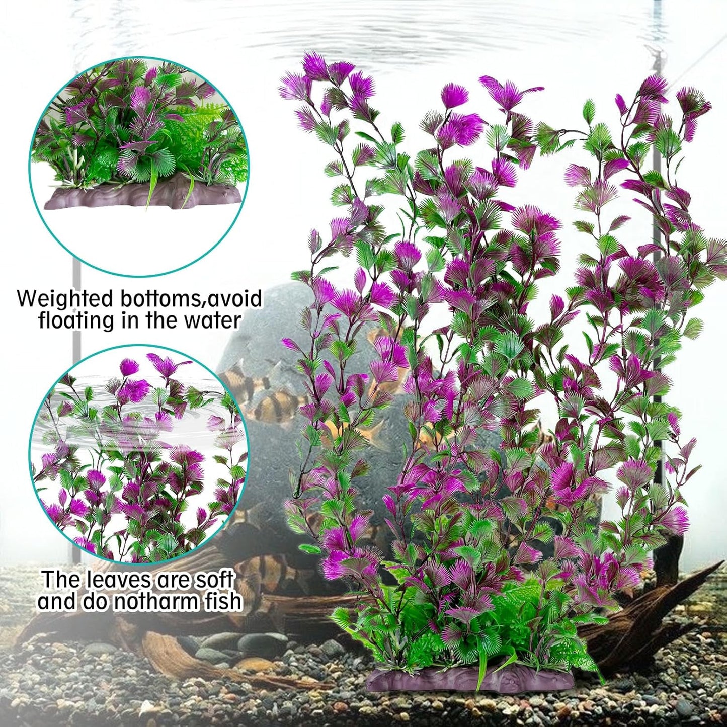 Hamiledyi Aquarium Plastic Plants Aquarium Decor Artificial Fish Tank Plants,Tall Fish Tank Decorations, Extra Large Aquarium Plant 20.4-inch Tall,1PCS