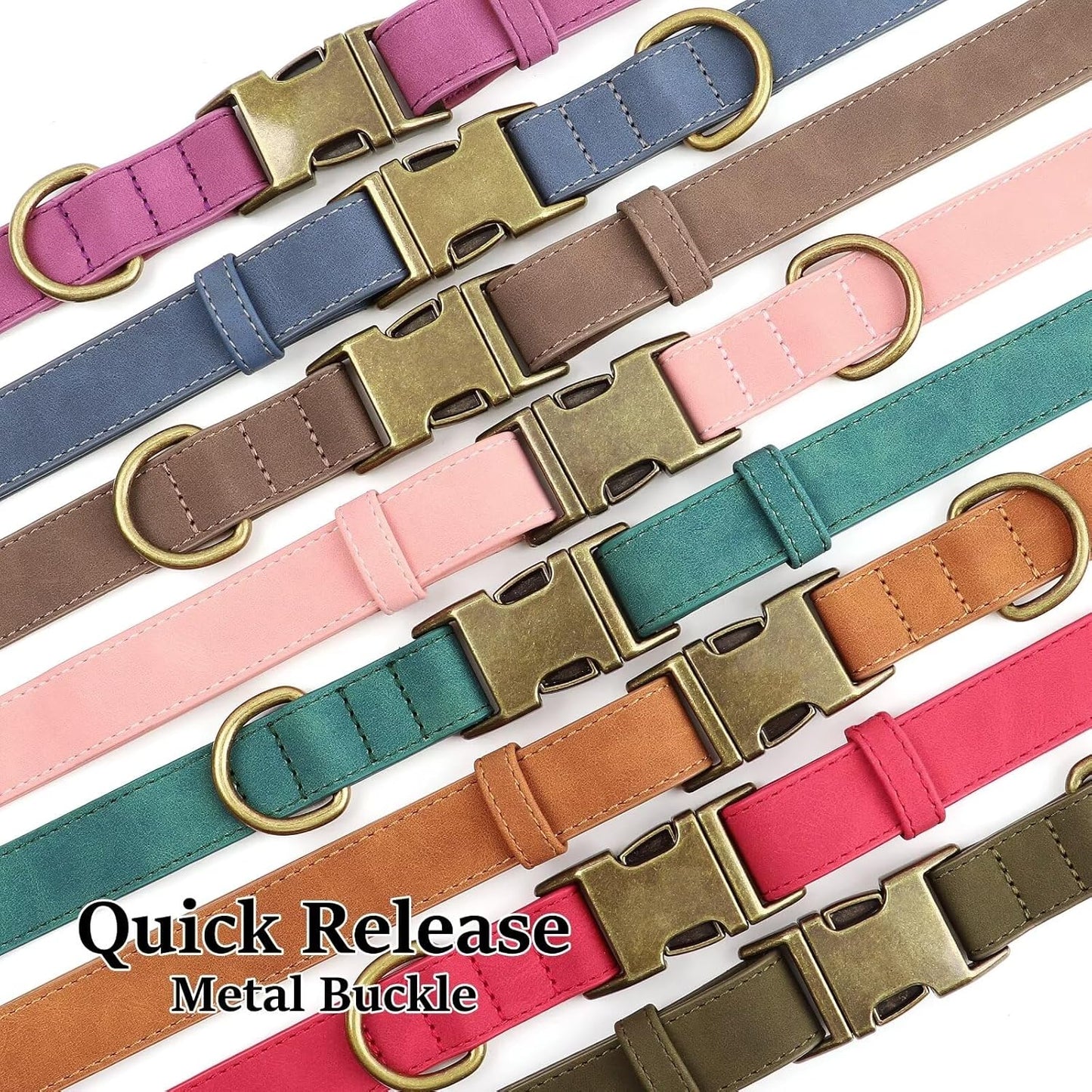 Didog Soft PU Leather Dog Collar, Stylish Quick Released Dog Collars for Small Dogs, Easy Clean Adjustable Pet Collar for Daily Walking, Purple, S Fit 10-16" Neck