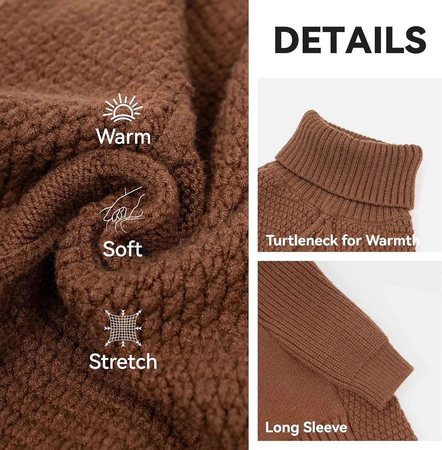 cyeollo 3XL Dog Sweaters for Large Dogs Boy, Stretchable & Cozy Warm Knit Doggy Sweater with Sleeves Turtleneck Fall Winter Cold Weather Big Dog Clothes Like Doberman Labrador, Brown XXXL