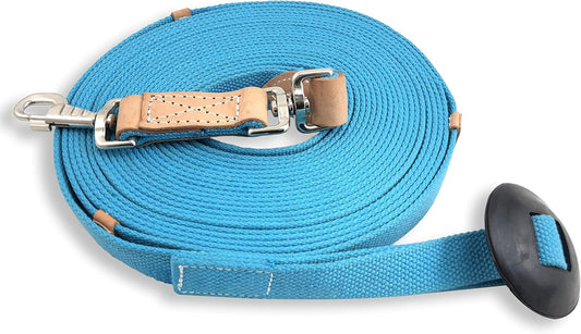 Southwestern Equine 35' Flat Cotton Web Lunge Line with Bolt Snap & Rubber Stop (35', Turquoise)